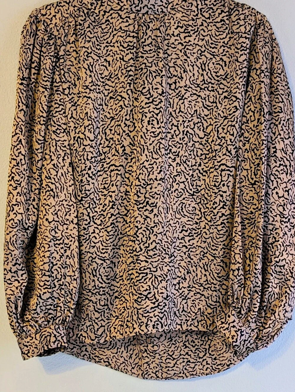 FRAME Women's Silk Blouse XS Mock Neck Balloon Sleeve Oversized Relaxed Boxy Fit